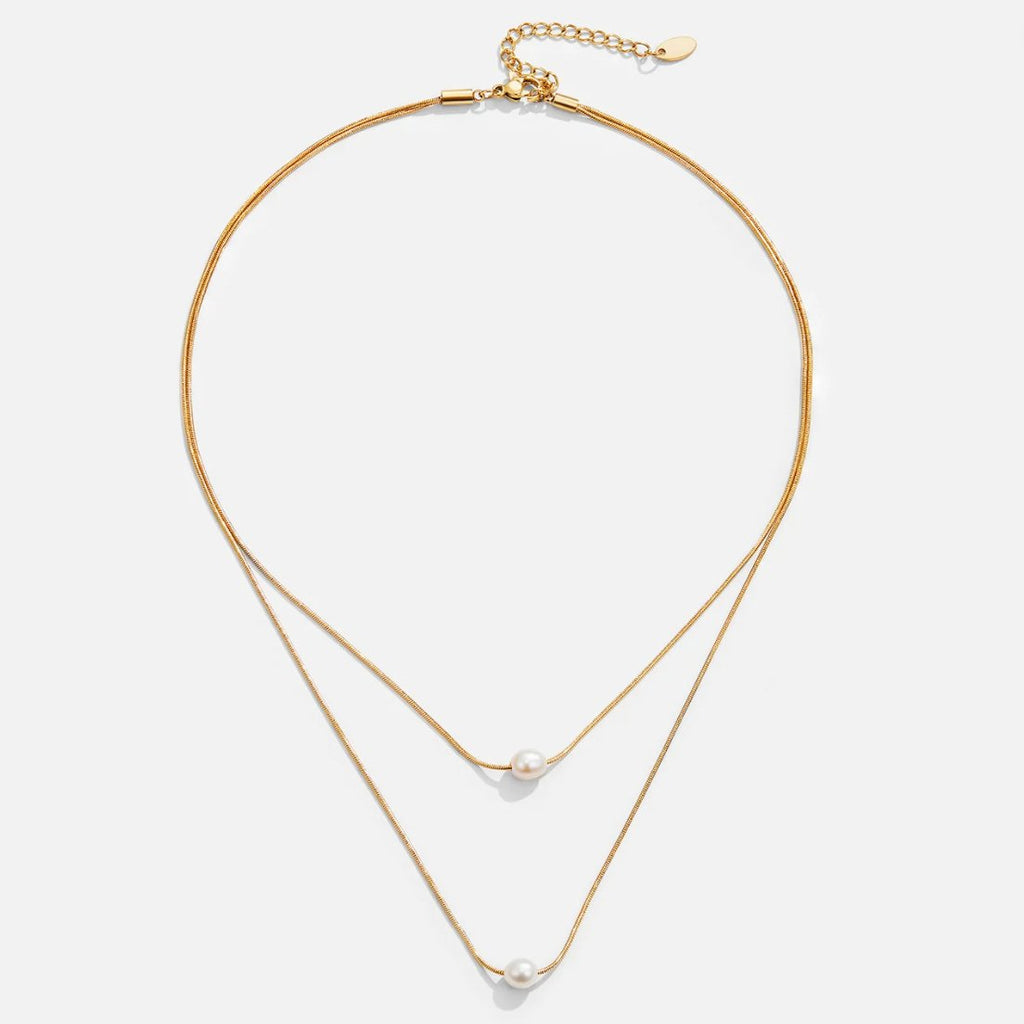 Sabina – Gold Double-Layer Necklace Featuring Dark Stone Accent