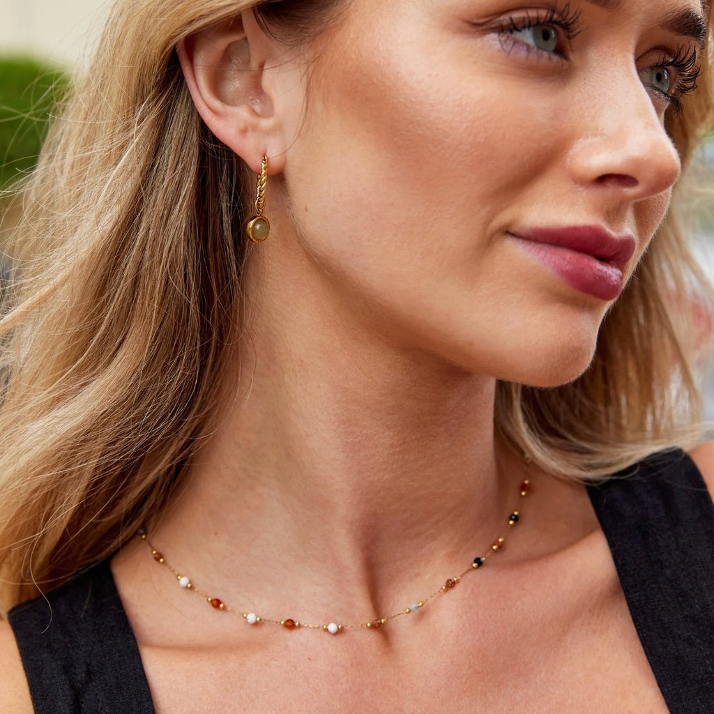 Gertruda – Vibrant Golden Necklace with Colorful Accents