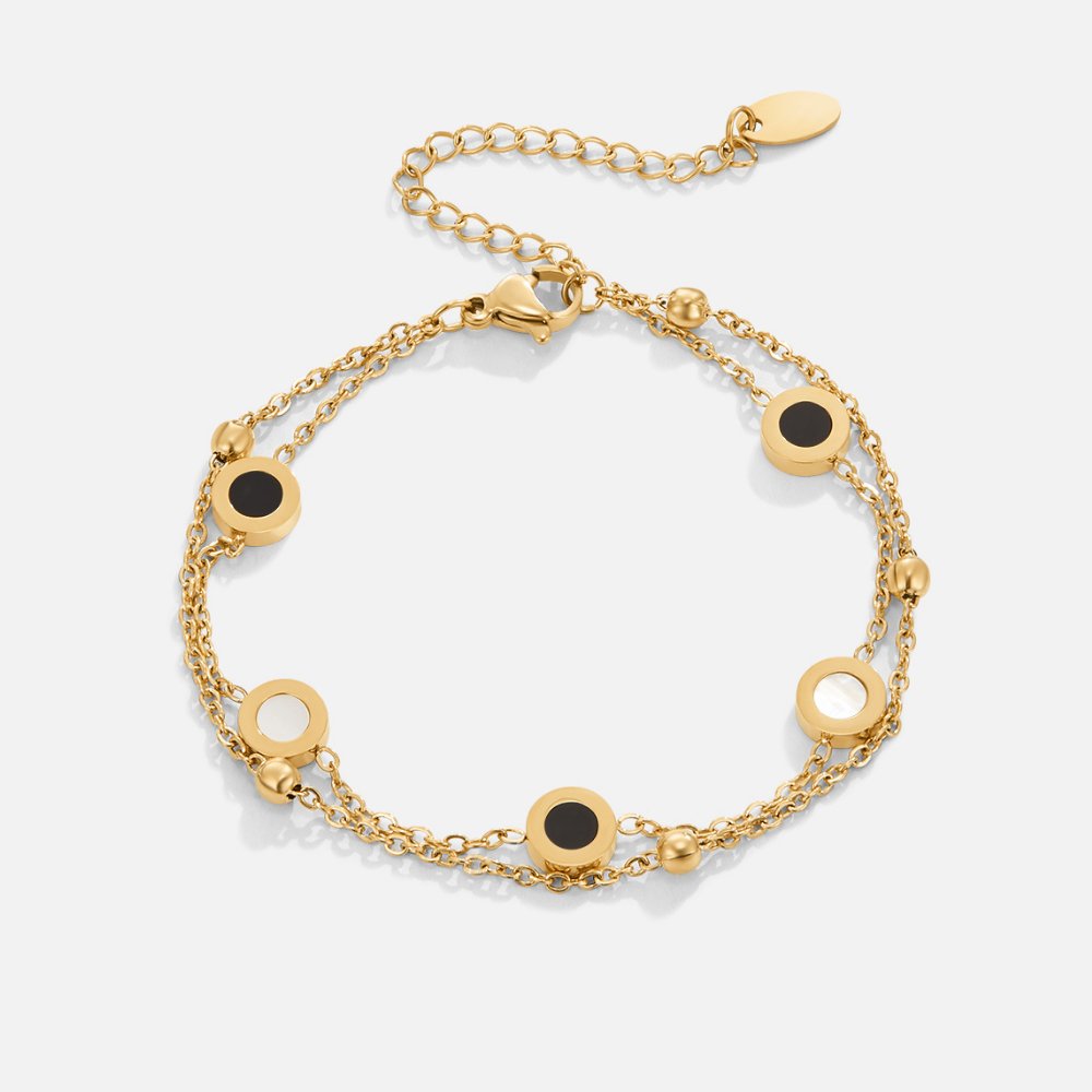 Carla – Elegant Gold Bracelet Featuring Contrasting Round Accents