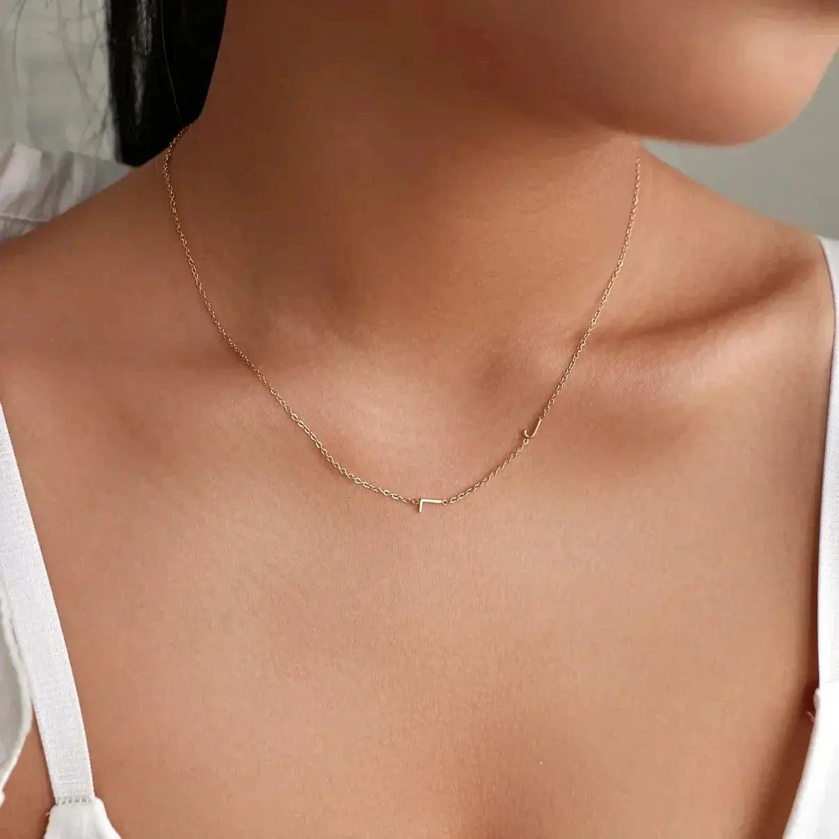 Personalized Necklace with Side Initials